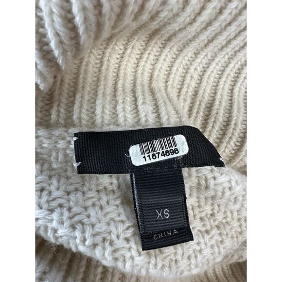 J Crew Cream wool blend cable knit sweater with navy ruffles XS - Picture 9 of 11